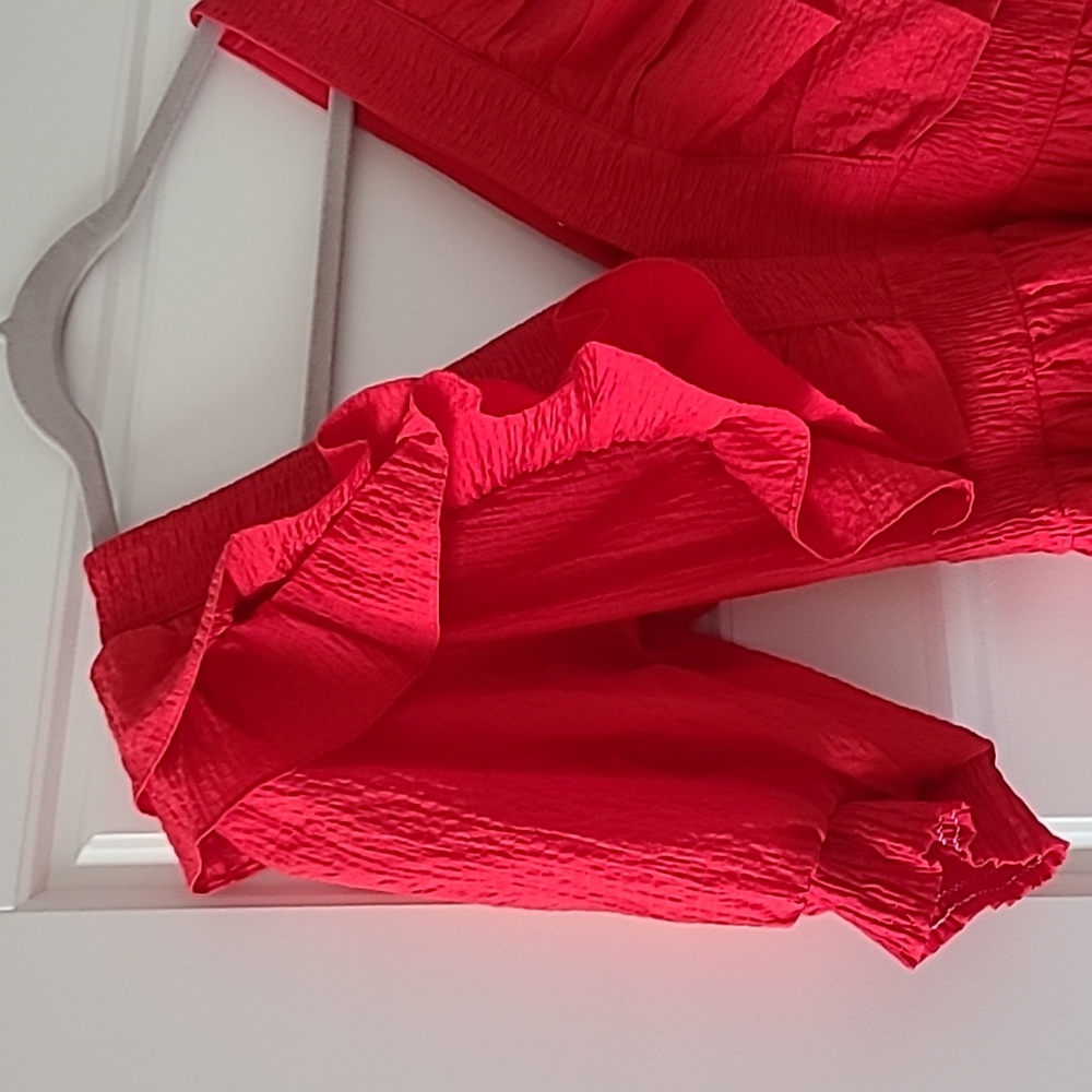 H&M Ruffle Dress Red XS - Picture 3 of 10